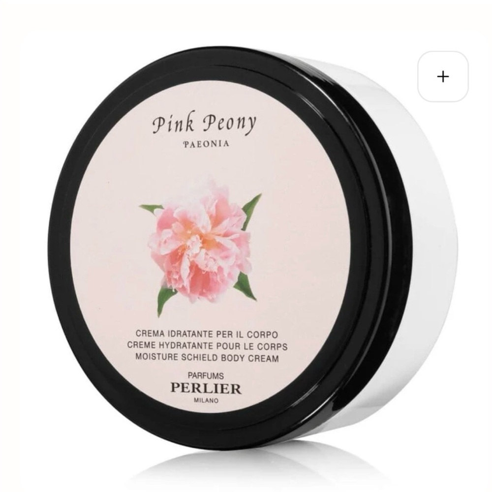 Brand New, unopened Perlier Pink Peony Moisture Shield Body Cream - Pink & Black